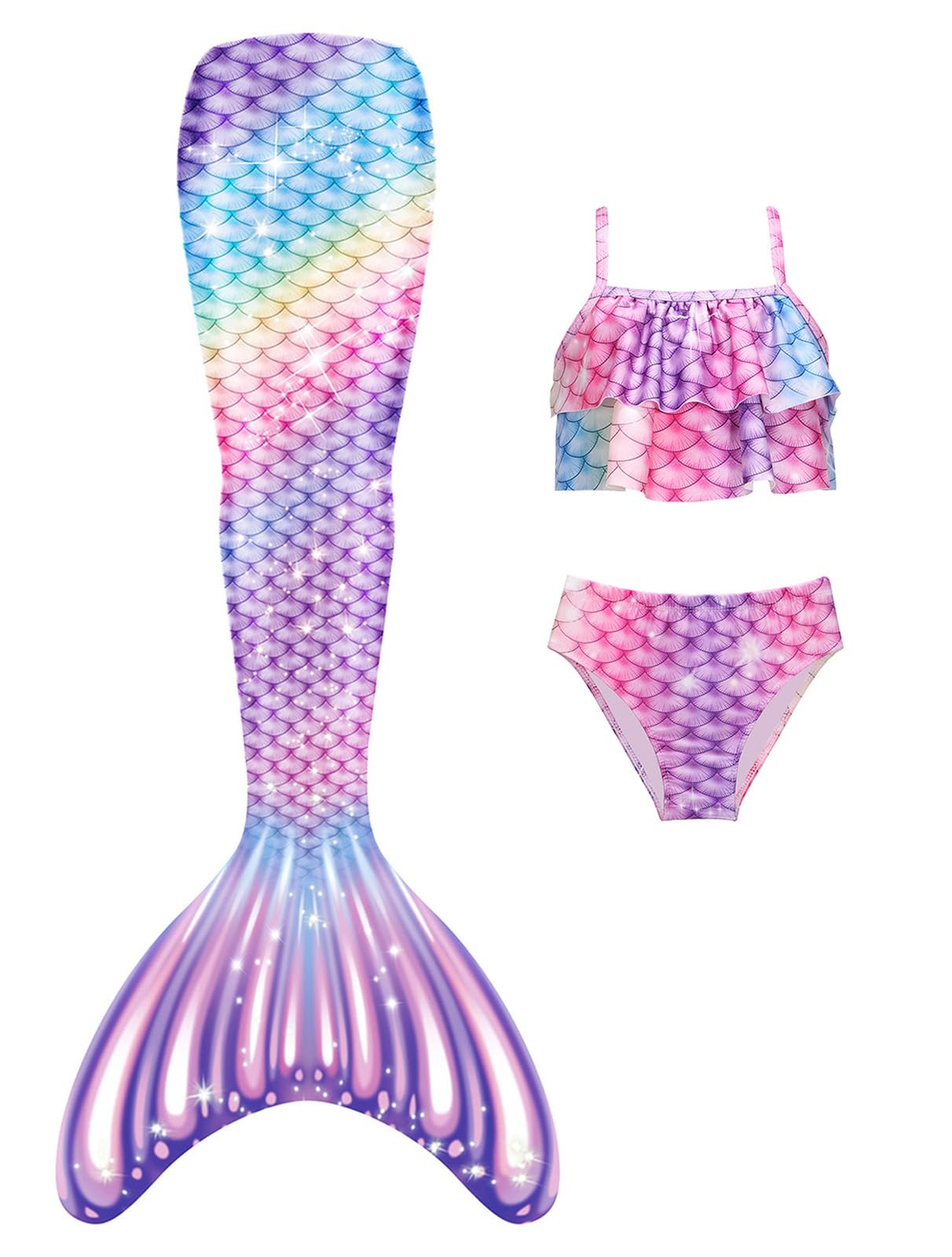 FOLOEO Mermaid Tail for Kids 4 Pieces Set(39),Child Monofin Lite/Pro