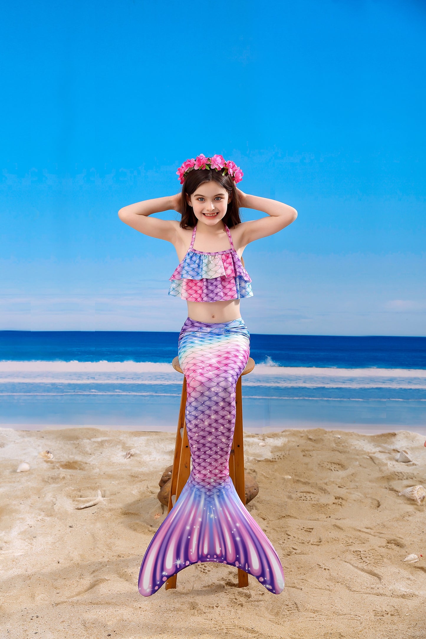 FOLOEO Mermaid Tail for Kids 4 Pieces Set(39),Child Monofin Lite/Pro