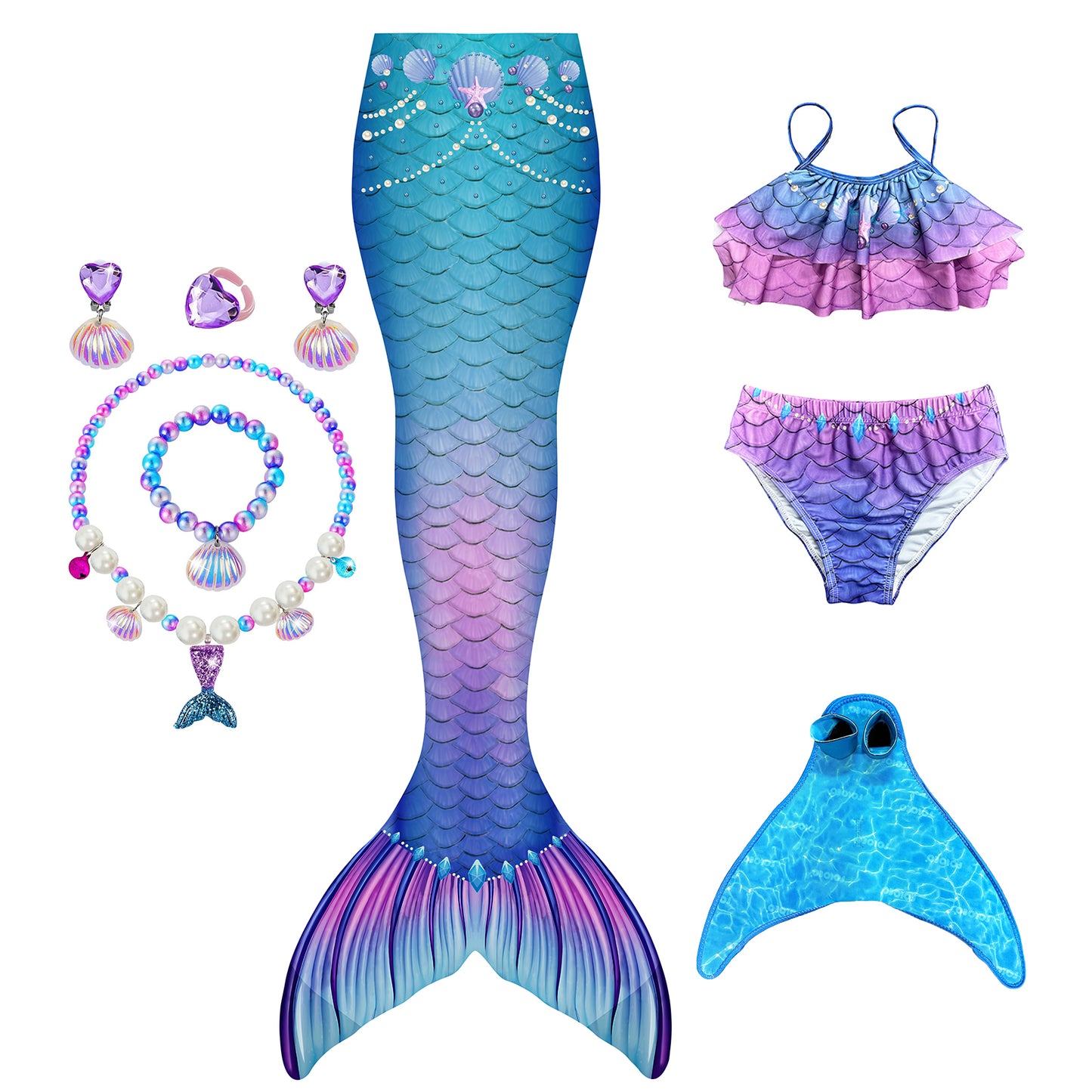 Blue Pearl Princess-Mermaid tail for kids