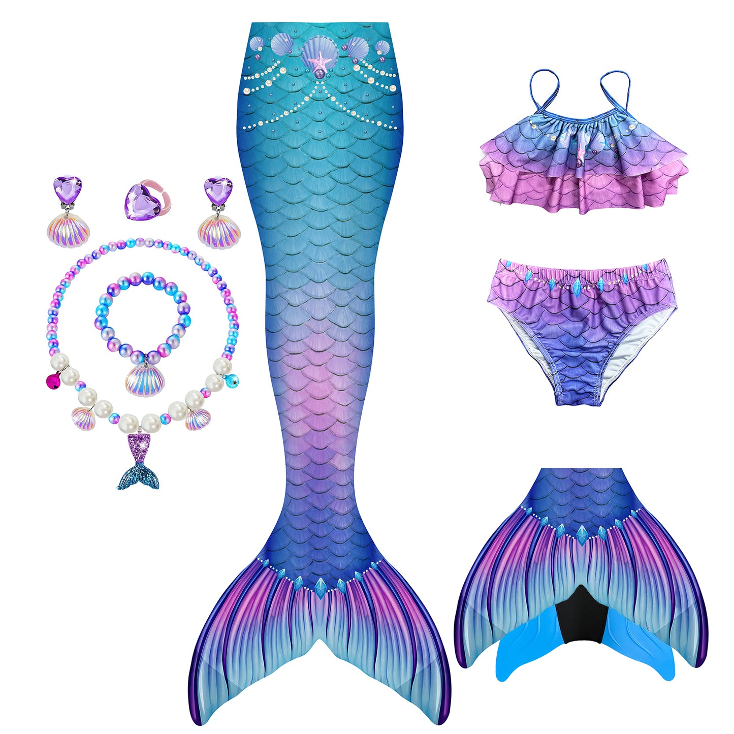 Blue Pearl Princess-Mermaid tail for kids
