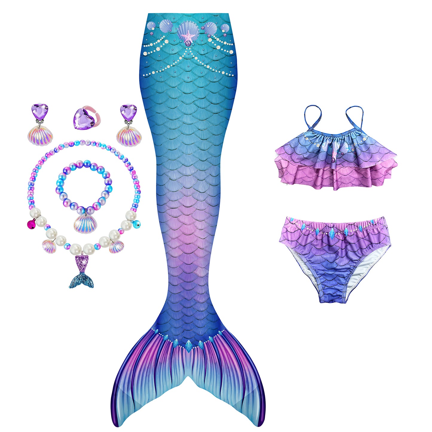 Blue Pearl Princess-Mermaid tail for kids