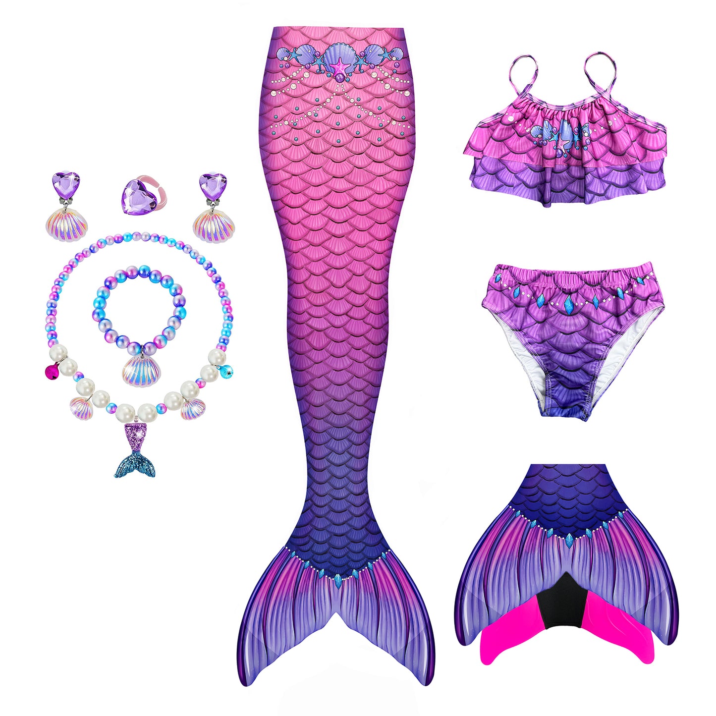 Purple Pearl Princess-Mermaid tail for kids