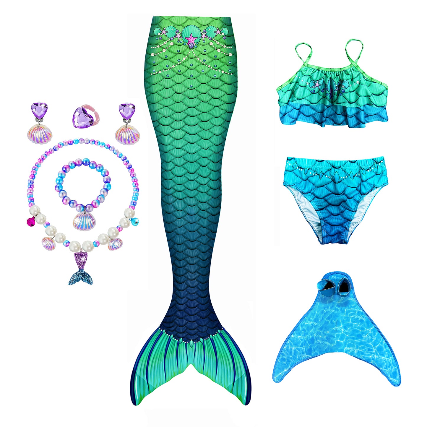 Green Pearl Princess-Mermaid tail for kids