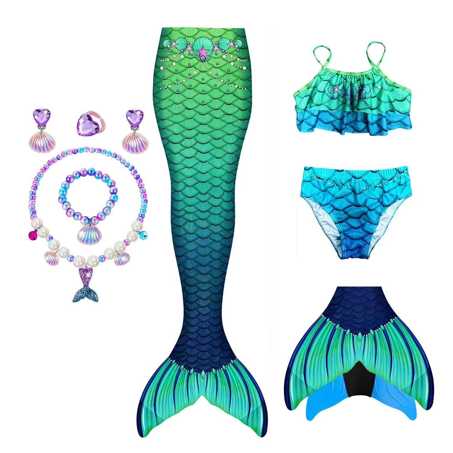Green Pearl Princess-Mermaid tail for kids