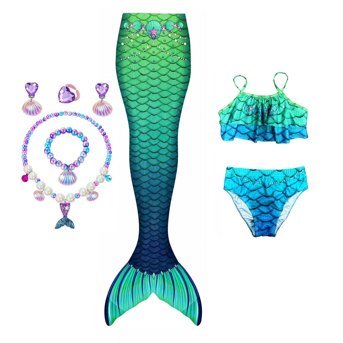 Green Pearl Princess-Mermaid tail for kids