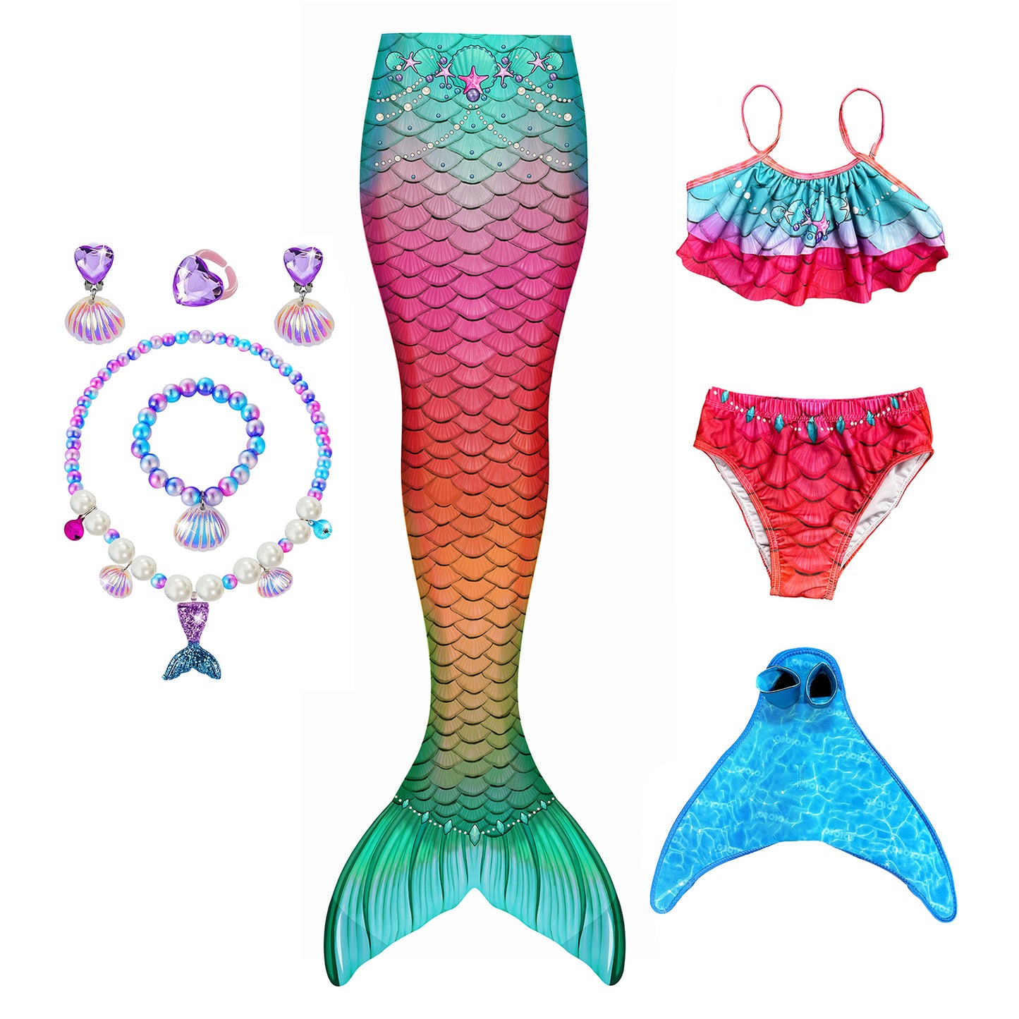 Rainbow Pearl Princess-Mermaid tail for kids