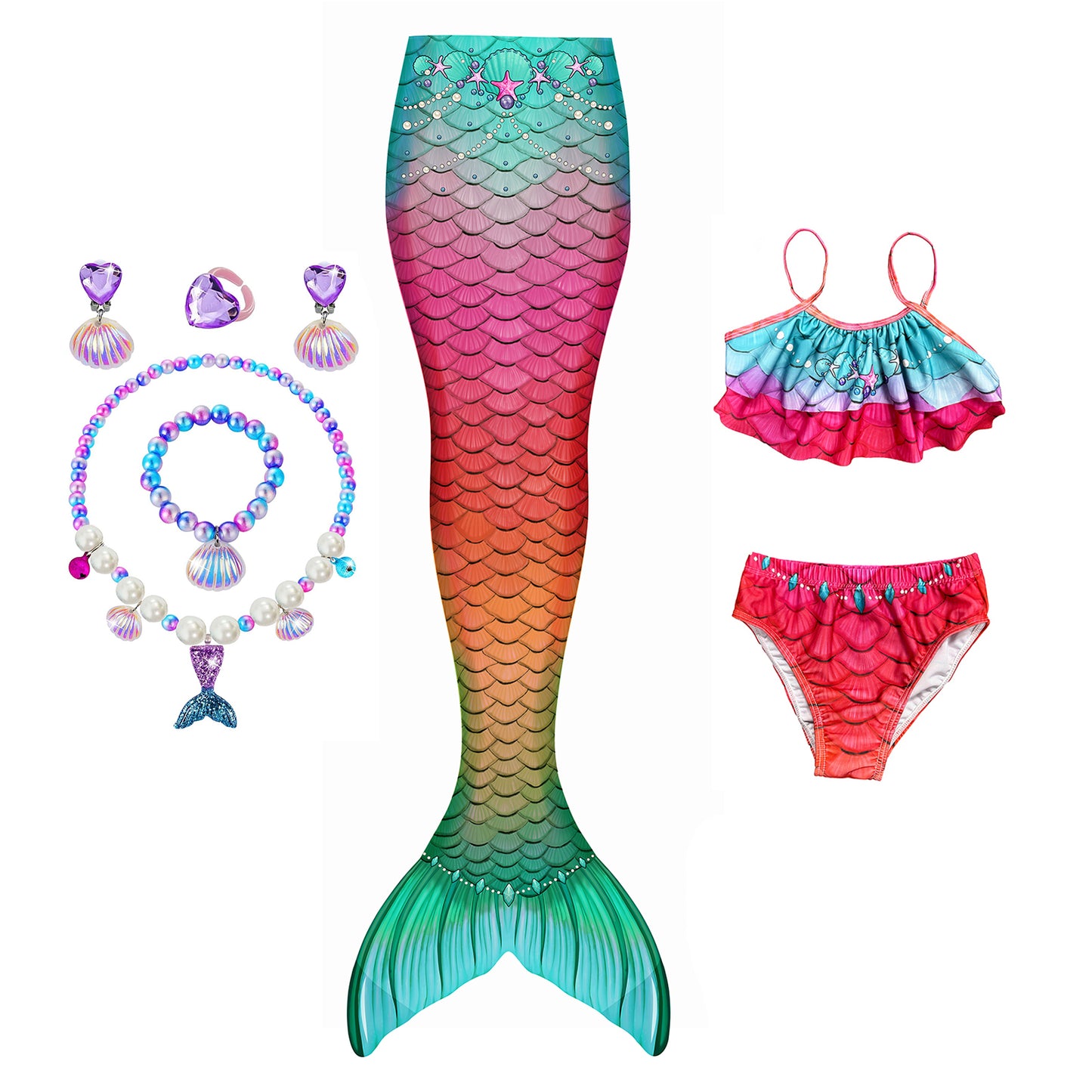 Rainbow Pearl Princess-Mermaid tail for kids