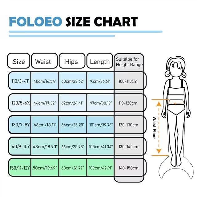 FOLOEO Mermaid Tail for Kids 4 Pieces Set(39),Child Monofin Lite/Pro