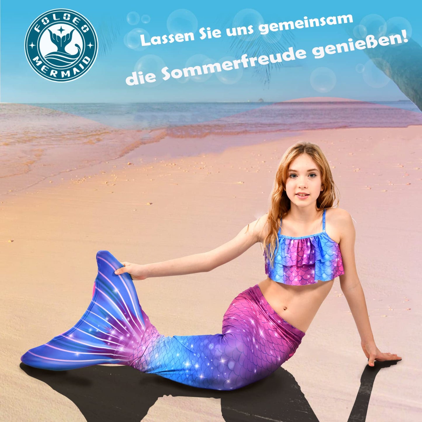 FOLOEO Mermaid Tail for Kids 4 Pieces Set(38),Child Monofin Pro/Lite