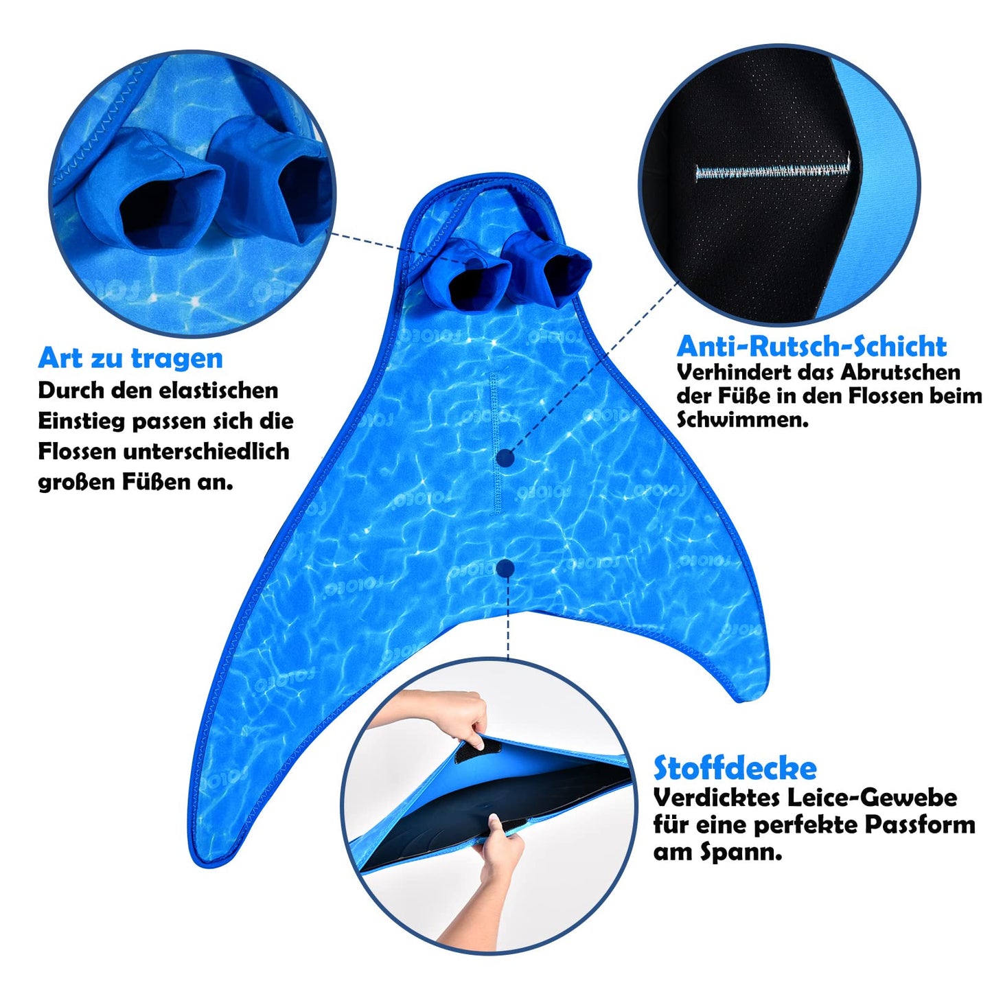 FOLOEO Mermaid Tail for Kids 4 Pieces Set(39),Child Monofin Lite/Pro