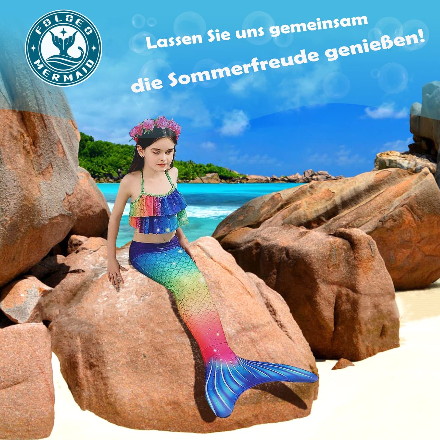 FOLOEO Mermaid Tail for Kids 4 Pieces Set(37),Child Monofin Pro/Lite