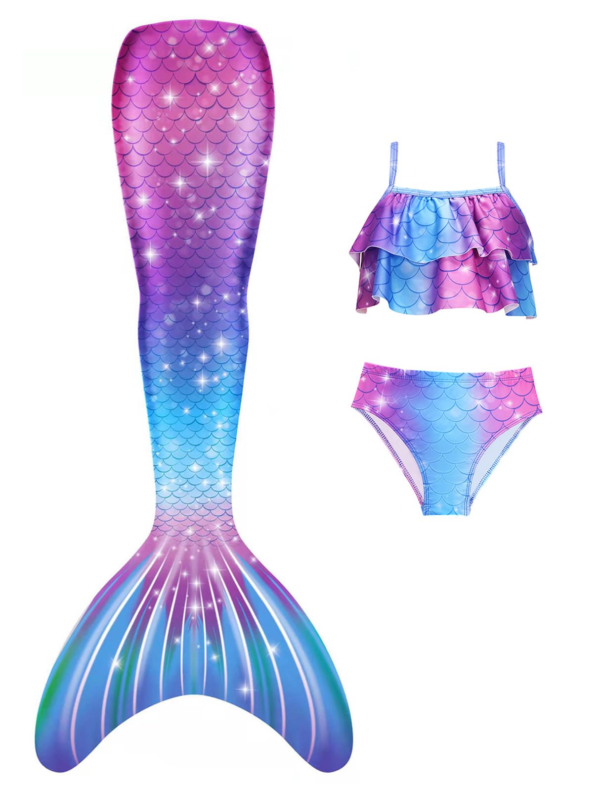 FOLOEO Mermaid Tail for Kids 4 Pieces Set（38），Child Monofin Pro/Lite