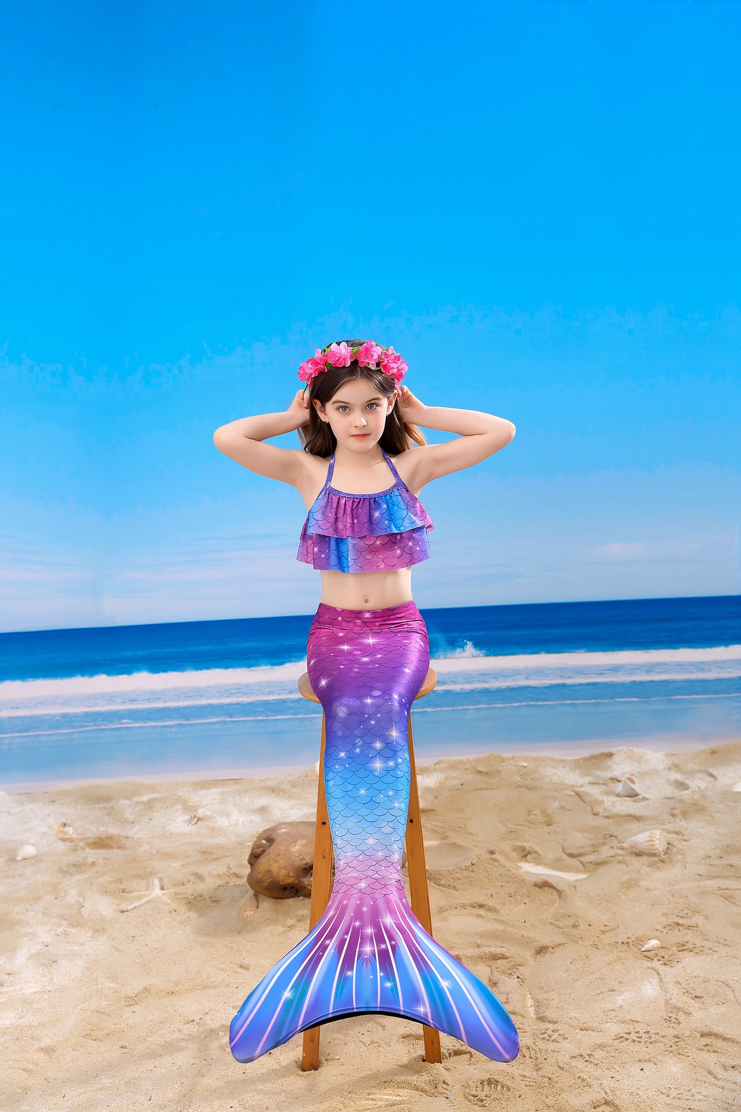 FOLOEO Mermaid Tail for Kids 4 Pieces Set（38），Child Monofin Pro/Lite