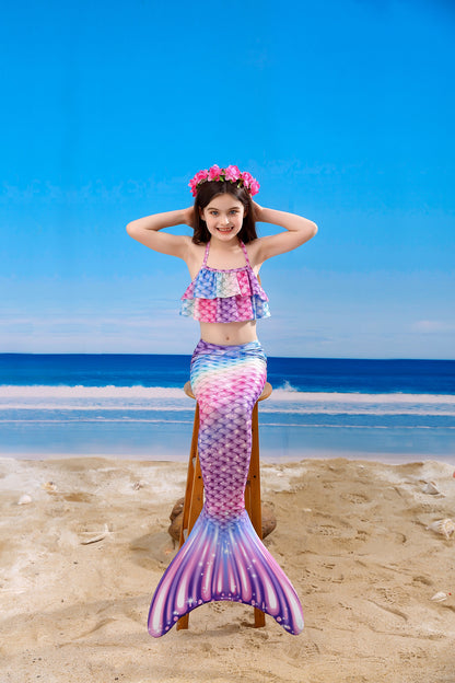 FOLOEO Mermaid Tail for Kids 4 Pieces Set（39），Child Monofin Lite/Pro