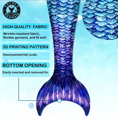 FOLOEO Mermaid Tails for Girls Swimming, No Monofin, Kids Swimsuits