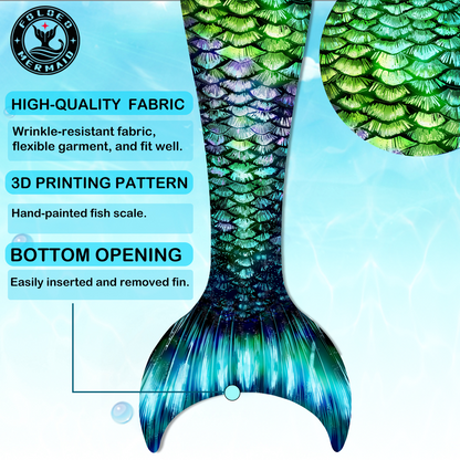 FOLOEO Mermaid Tails for Girls Swimming, No Monofin, Kids Swimsuits