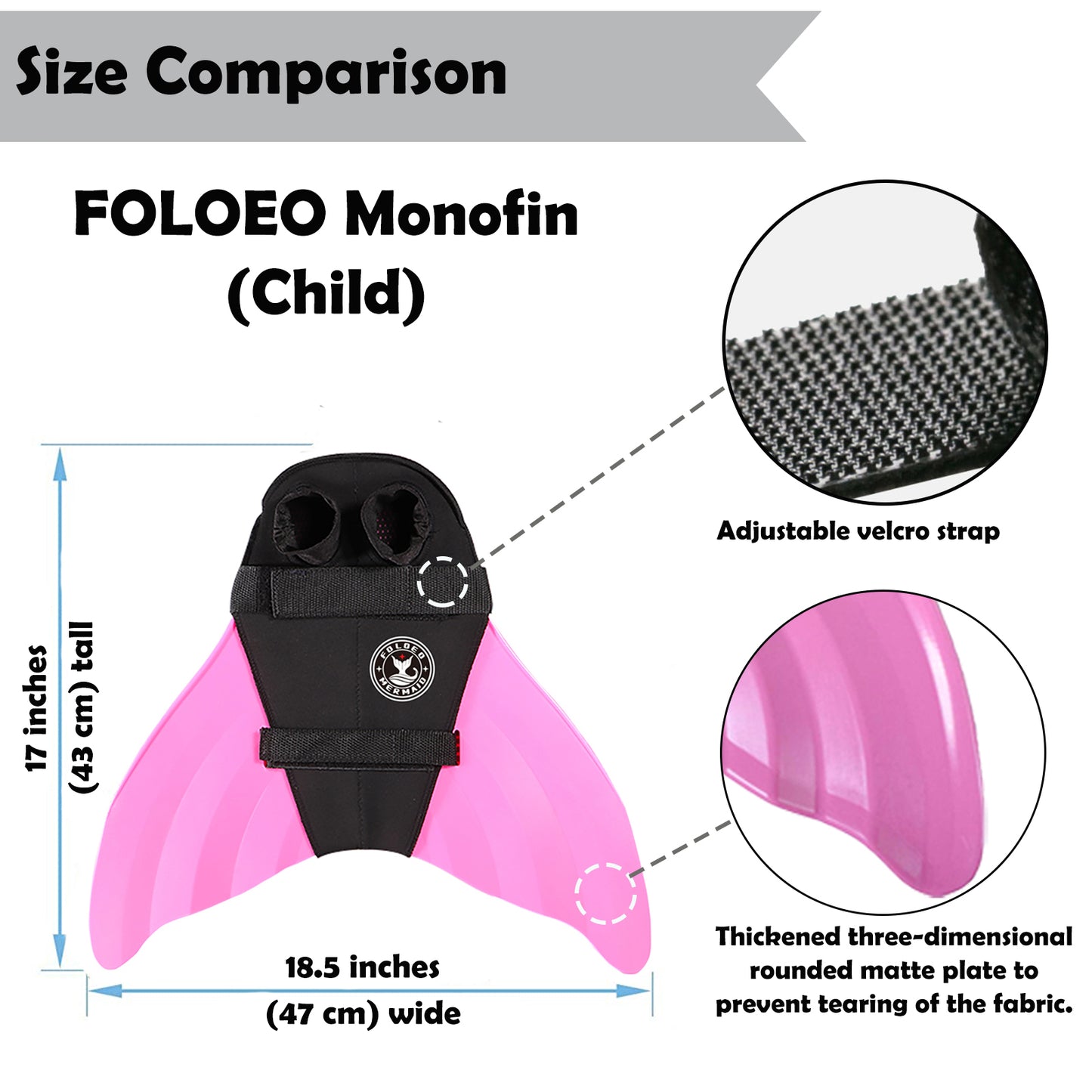 FOLOEO Mermaid Tail  for Kids 4 Pieces Set（1），Child Monofin Lite/Pro