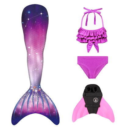 FOLOEO Mermaid Tail for Kids 4 Pieces Set（1-3），Child Monofin Pro