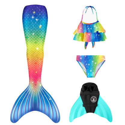 FOLOEO Mermaid Tail for Kids 4 Pieces Set（37），Child Monofin Pro/Lite