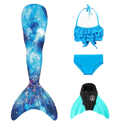 FOLOEO Mermaid Tail  for Kids 4 Pieces Set（1），Child Monofin Lite/Pro