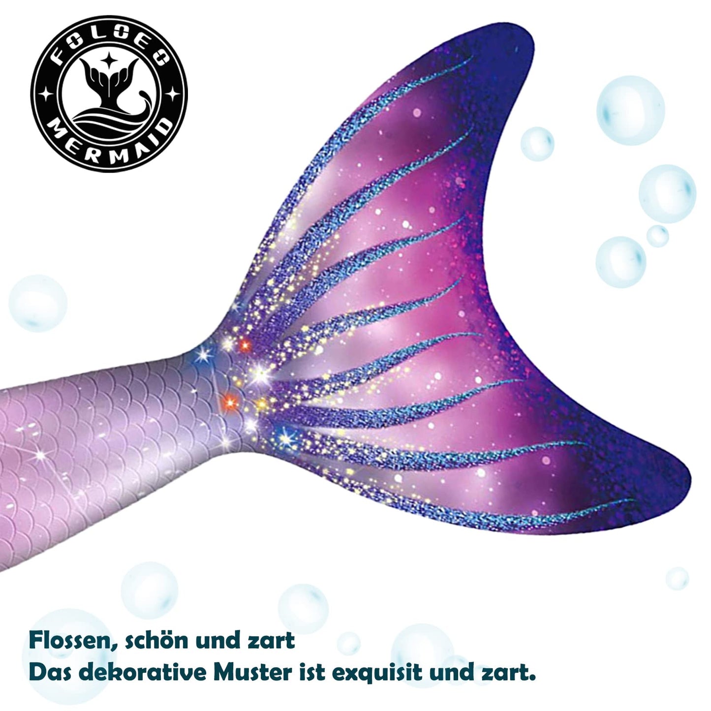 FOLOEO Mermaid Tail for Kids 4 Pieces Set（1-3），Child Monofin Pro