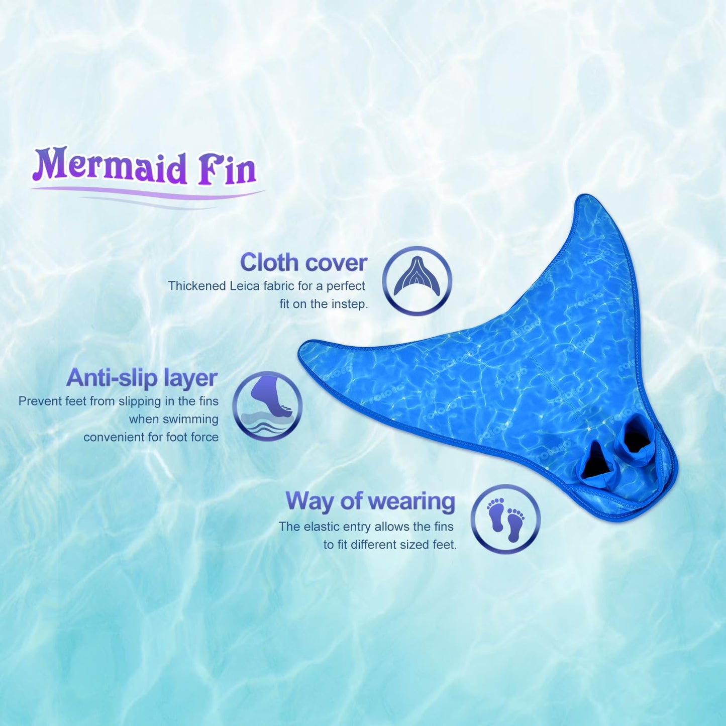 FOLOEO Mermaid Tail for Kids 4 Pieces Set（38），Child Monofin Pro/Lite