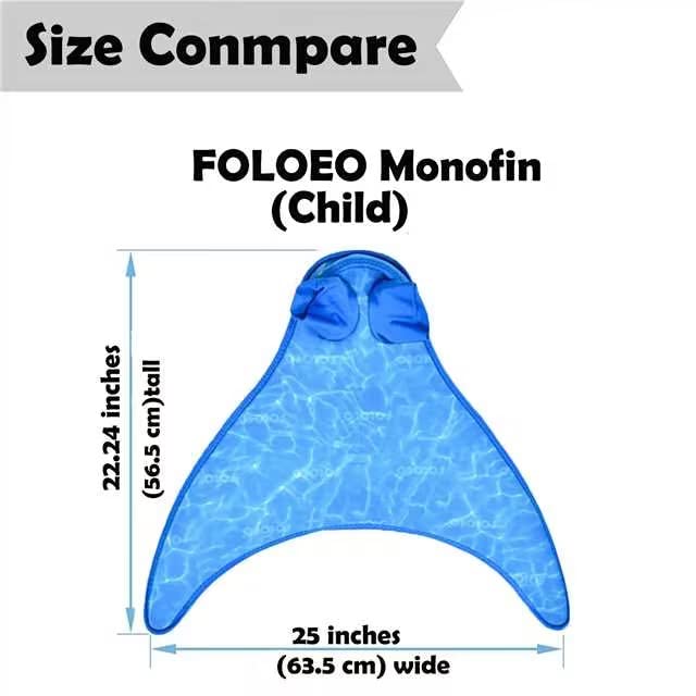 FOLOEO Meerjungfrauenschwanz für Kinder, 4-teiliges Set (36–40), Monoflosse für Kinder, Lite