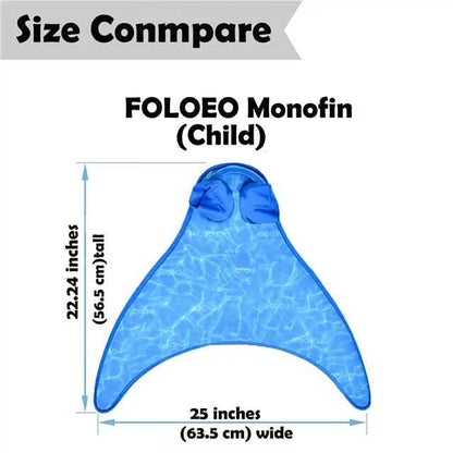 FOLOEO Mermaid Tail for Kids 4 Pieces Set（36-40），Child Monofin Lite