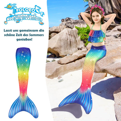 FOLOEO Mermaid Tail for Kids 4 Pieces Set（36-40），Child Monofin Lite