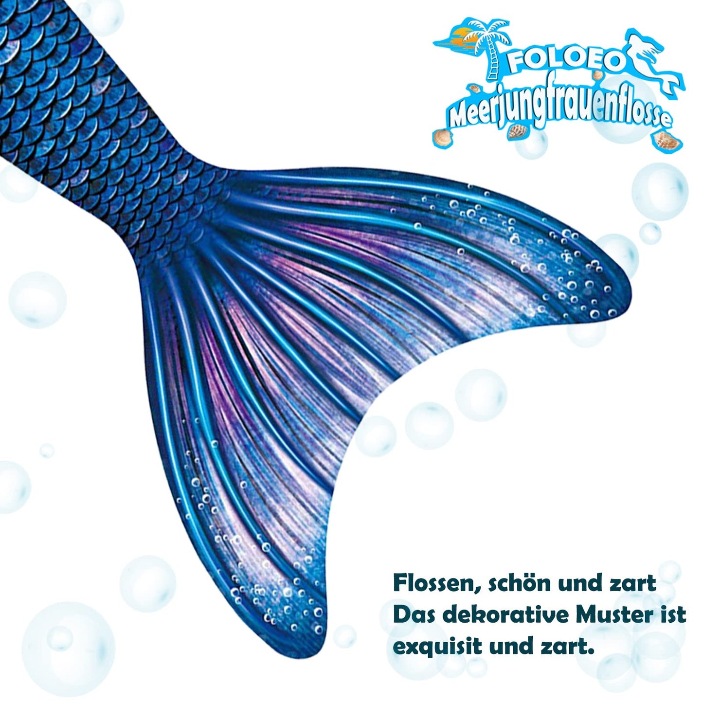 FOLOEO Mermaid Tail  for Kids 4 Pieces Set（2），Child Monofin Lite/Pro