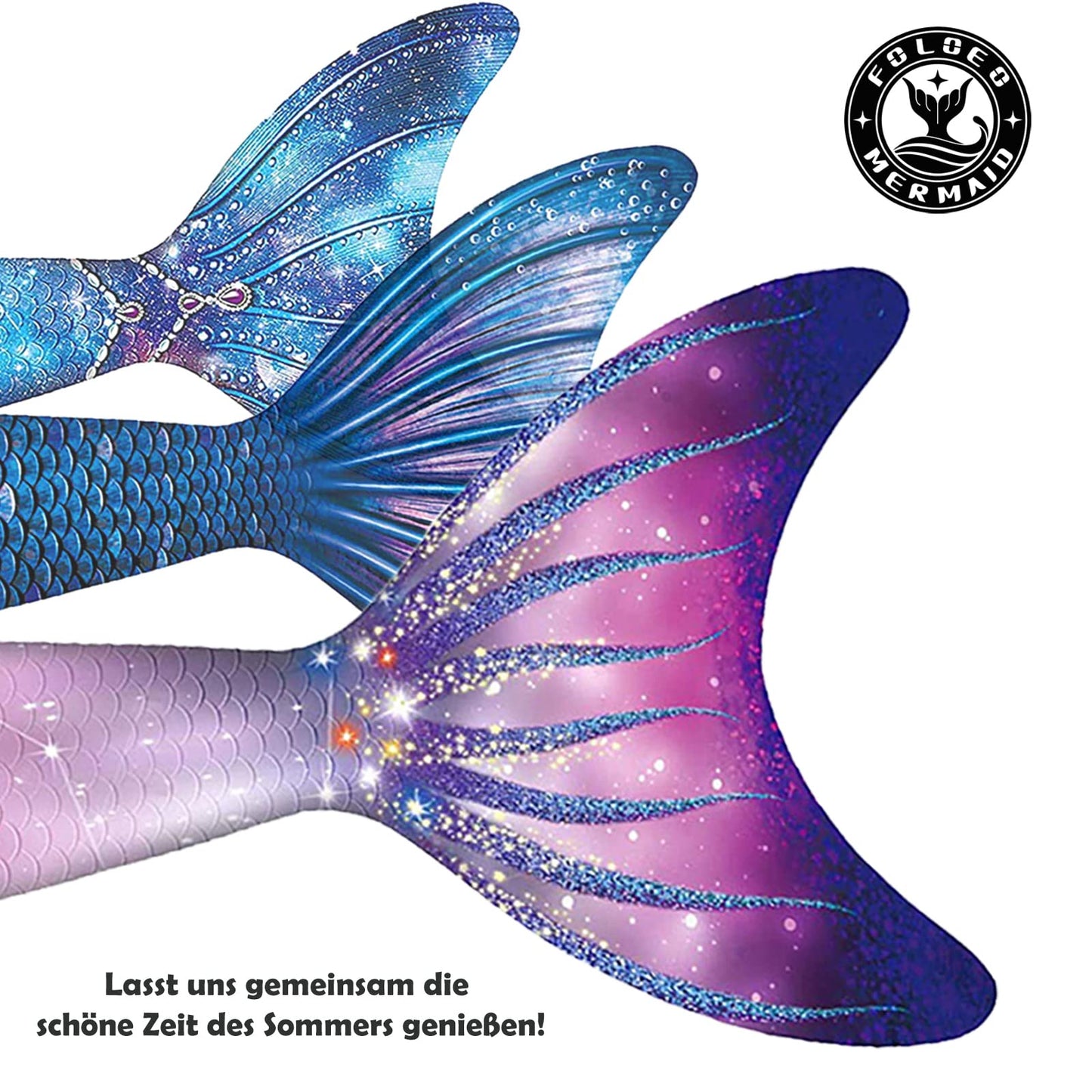 FOLOEO Mermaid Tail for Kids 4 Pieces Set（1-3），Child Monofin Pro