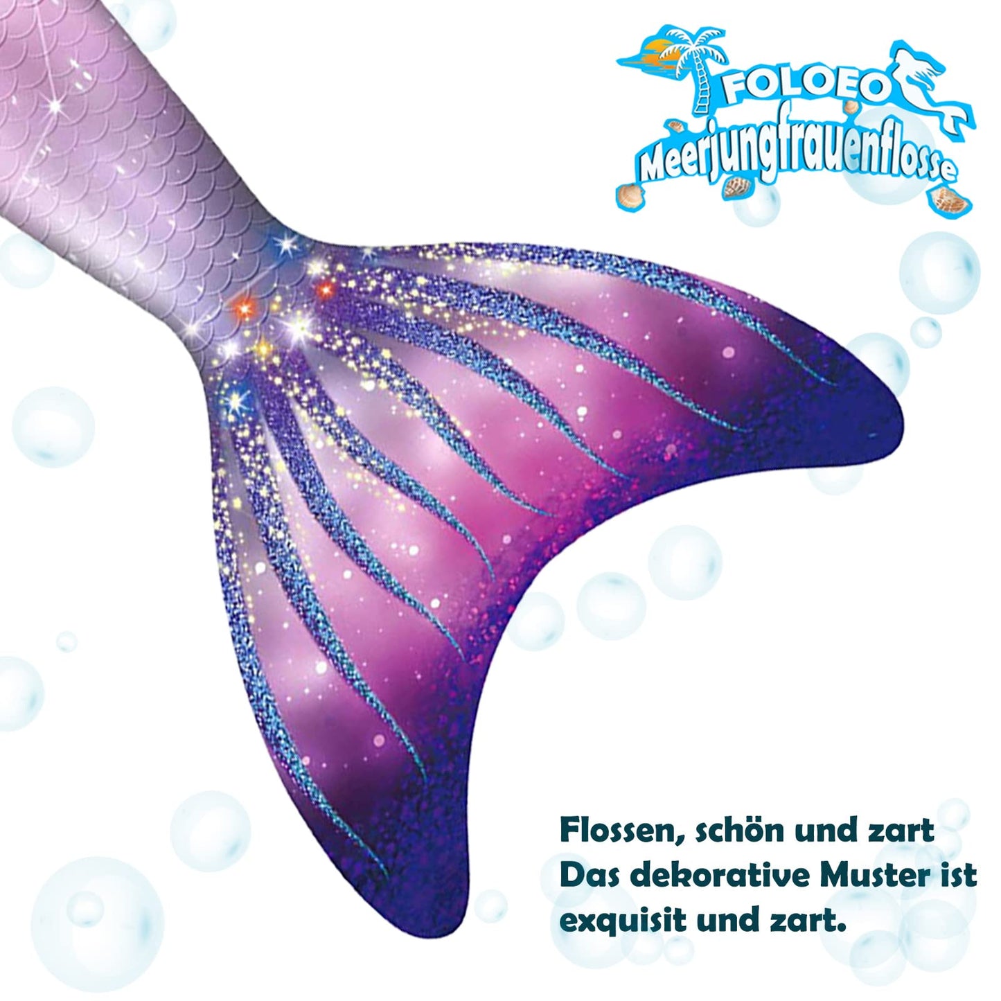 FOLOEO Mermaid Tail  for Kids 4 Pieces Set（1-3），Child Monofin Lite